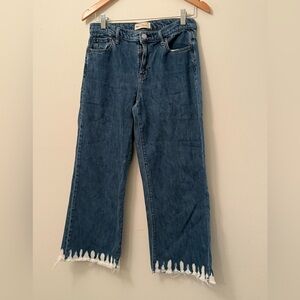 GAP Blue Wide Leg high rise raw hem jeans
